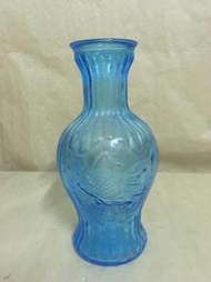 WH23847【四十八號老倉庫】全新 早期 台灣 藍色 氣泡 玻璃 金魚 花瓶 高24.5cm 小瑕 1瓶價