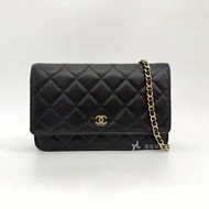 ❣Chanel 黑荔枝皮金釦下蓋6卡WOC