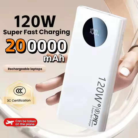 120W Power Bank 200000mAh Super Fast Charging Power Bank High Capacity External Battery With Digital