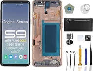 Samsung Galaxy S9 5.8” True Original OEM Display Digitizer LCD Screen Replacement Touch Assembly SM-G960 G960U G960W G960 G960F 0/DS F/DS Premium Repair Toolkit + Free Install (Sunrise Gold Frame)