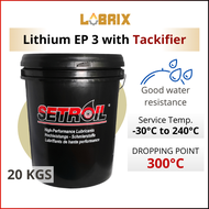 LUBRIX Setroil High Temperature EP 3 Grease with Tackifier 20KG Lithium Grease Hi Temp Grease Minyak