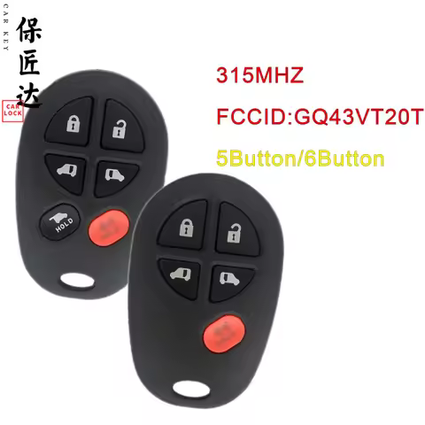BaoJiangDa Remote For Toyota Sequoia Sienna Tacoma Tundra 5/6 Buttons Car Key Remote FCC GQ43VT20T 3