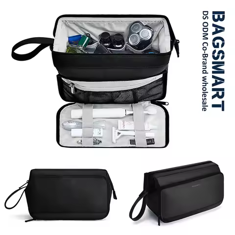BAGSMART Toiletry Bag for Men Wide Opening Travel Water Resistant Shaving Hygiene Bag for Bathroom S