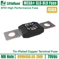 New Littelfuse 70Vdc 450Amp MEGA Fuse 0998450.UX-2M8 High Performance Bolt-down Fuse 0998450 M8 Hole