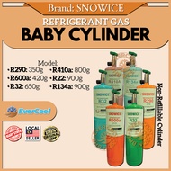 Original SNOWICE Refrigerant Gas Baby Cylinder R32/R134a/R22/R600a/R290/R410a for Air-Conditioning