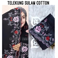 Telekung Wanita Sulam Corak Bunga Kain Cotton Kain Sembahyang Premium Sulam