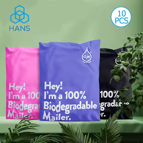 13x10 Inches 100% Biodegradable D2W Poly Mailers 10Pcs Compostable Envelopes Waterproof Stretchable 