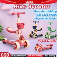 Scooter for kids Foldable Scooter with Led and Music Smooth Ride 3 Wheel  Scooter Gift 兒童滑板車