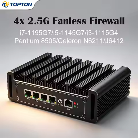 Top Version Fanless Firewall Mini PC Intel i7 i5 i3 8505 J6412 J5005 4x i226-V 2.5G LAN pfSense Prox