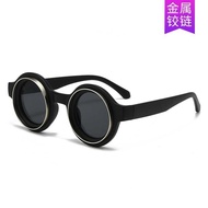 New Double Circle Round Frame Sunglasses Fashion Men Women Catwalk Street Shooting Sunglasses All-Ma