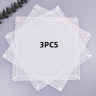 Wedding season 3PCs pure white lace pure cotton happy handkerchief to send friends to send mom 28cm/