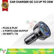 Converter Car Charger Fast Charging QC 3.0 4 USB A Port 7A 35W HUB Casan