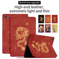 For Lenovo Tab M10 Plus (3rd Gen) 10.61" Xiaoxin Pad 2022 TB-125FU TB-128FU Fashion Lucky Chinese Dragon New Year Style Tablet Protective Case Flip Stand Cover PU Leather Casing