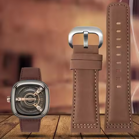 Genuine Leather Watch Band for sevenfriday men's watch strap Q203 M203 P1 P2 S2 M2 Q2 03 01 02 Brown