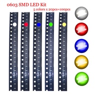 100pcs 0603 0805 Smd Led Red Yellow Green White Blue Orange Light Emitting Diode Water Clear LED Lig