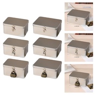 【CH】 Retro Decorative Locking Tin Box for Jewelry Documents Case Desk Storage