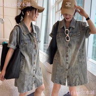 [French Slimmer Look] Retro Denim Dress French Dress Denim Dress Dress Denim Dress Straight Dress Dr