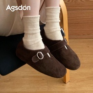 รองเท้าหนังส้นหนาสไตล์ UGG สำหรับผู้หญิงตัวเล็ก มีพื้นยกภายใน