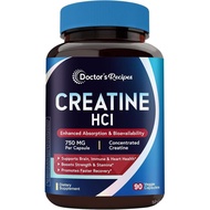 Resep Kapsul Creatine HCl 750 mg Creatine Hydrochloride untuk Wanita & Lelaki Kekuatan & Pemulihan P