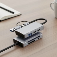 6-in-2 USB 3.0 C Hub Docking Station, SD/TF/CF Card Reader Included