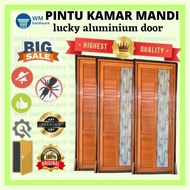 Terbaru, Pintu Kamar Mandi Aluminium 70Cm X 2M Urat Kayu Handle Kanan