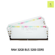 CORSAIR Dominator 32GB Bus 5200 DDR5 White สีขาว RAM แรม PLATINUM RGB 2x16GB  CMT32GX5M2B5200C40W 52