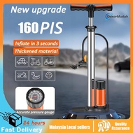 【】Pump Tyre Pump Air Pump Bicycle Pump With Gauge 160PSI High Pressure Air Pump for Motorcycle/Car T