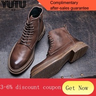 YQ51 Yutu Brand Luxury Dr. Martens Boots Men's Genuine Leather England Style Boots Men's Cowhide Tooling Leather Boots M