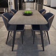 Sintered Stone Nordic Dining Table Set w Chair Grey/White Marble Dining Table Italian Rectangular