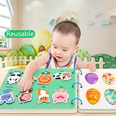 Baby First Enlightenment Book Montessori Quite Book Early Learning Sticker Busy Book Matching Games 