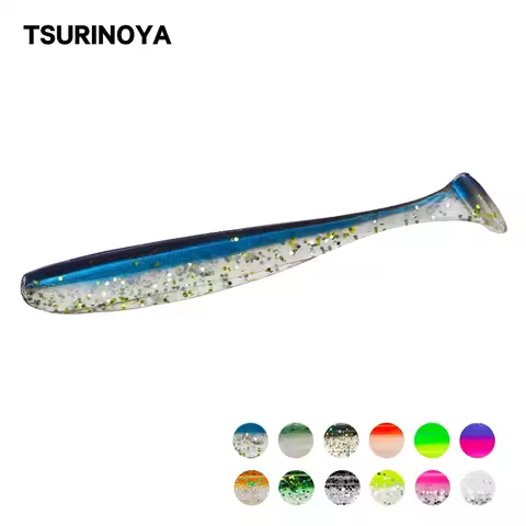 TSUIRNOYA 2.17” 2.56” 2.95” 3.46” T tail Soft Fishing Lure Wobblers Carp Silicone Artificial Double 