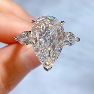 [ 15ct~6ct Lab Carbon Diamond ] Whitegold Pear Cut TearDrop Luxury Platinum Plated Ring