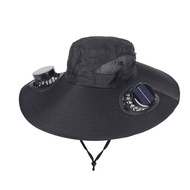 Wide Brim Solar Dual Fan Hat / Outdoor Camping Fishing Solar Charging Fan Hat / Anti-UV Fan Hat / To