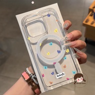 Clear Magnetic Wireless Charger Phone Case For iQOO 13 12 11 10 9 8 7 5 Pro 3 5G 4G Cute Small Flowe