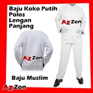 Baju Koko Putih / Baju Muslim Putih / Baju Polos Lengan Panjang / Baju Putih / Baju Melayu / JOHOR Ready stock
