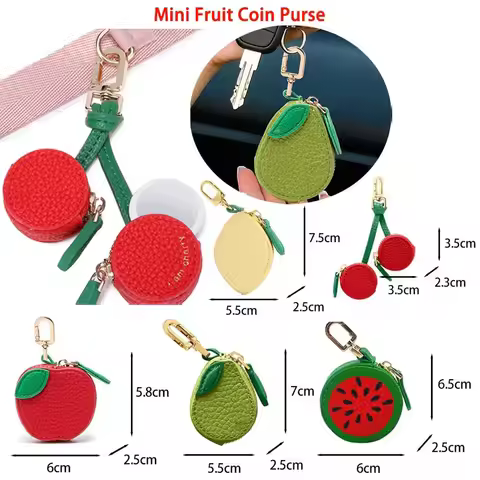 Portable Cherry Fruit Shape Charm Coin Purse Cute Mini Lemon Wallet Pouch PU Leather Creative Bag Ch