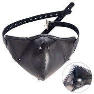 BDSM Leather Couple Mask, Fun Ball Toy, Leather Restraint Band, Restraint Hollow Mouth Hat, Female Pornographic Game, L1