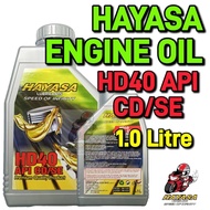 100% ORIGINAL HAYASA ENGINE OIL MINYAK HITAM HD40 API CD/SE 1.0 LITRE FOR CAR VAN [1CTN= 24 BOTTOL]