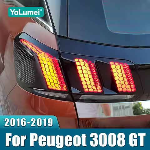 For Peugeot 3008 2016 2017 2018 2019 3008 GT 6pcs Car Rear Tail Light Lamp Honeycomb 3D Sticker Prot