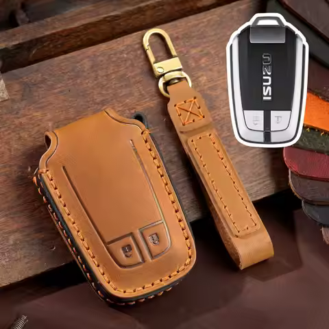 1pc Leather Car Remote Key Case Cover Shell For Isuzu D-MAX MUX Truck DMAX 2015 2016 2017 2018 2019 