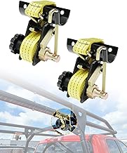Ladder Rack Straps W/J-Hook (2PCS) - 2" Black Round Tube Mount, 1.5" Wide x 7.5' Long, Yellow Ratche