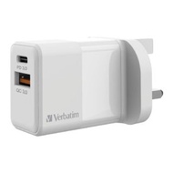 Verbatim 2 Port 20W PD &amp; QC 3.0 USB 充電器 66633