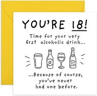 CENTRAL 23 18th Birthday Card – Funny First Drink Joke Card for Son Daughter Friend Niece Nephew Bro