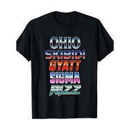 Ohio Skibidi Gyatt Sigma Rizz Crew Neck T-Shirt - Cotton, Casual Printed Tee with Vibrant Lettering,