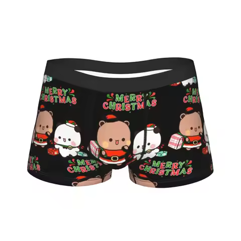 Bubu and Dudu Merry Christmas Tree Santa Trunk Pouch Underwear Trenky Shorts Briefs Comfortable Men 