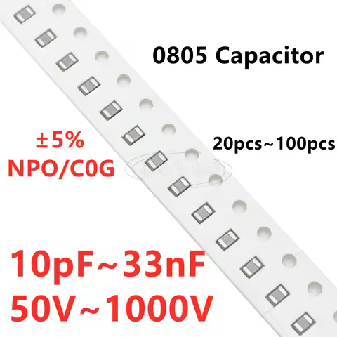 0805 SMD Capacitor 10/22/33/47/68/100/220/330/470/680PF 1/1.5/1.8/2.2/2.7/3.3/3.9/4.7/5.6/6.8/8.2/10