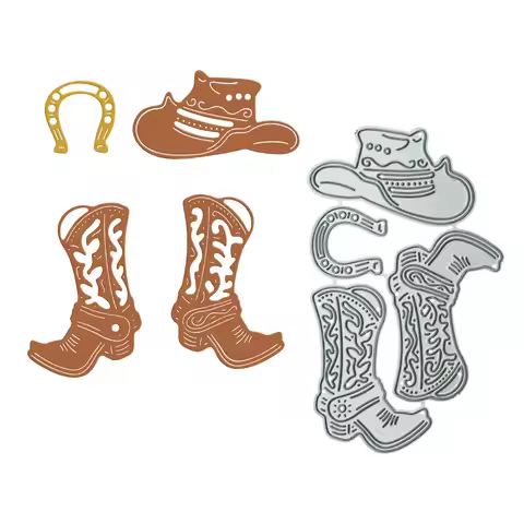 Metal Cutting Dies Set For Scrapbooking Cowboy Hat Boots Pattern Handmade Greeting Card Paper Art Wo