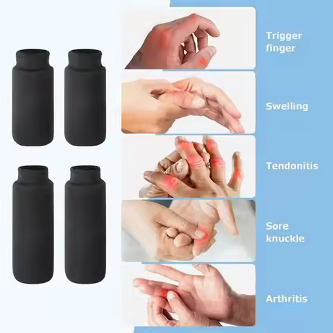 4PCS New Gel Sponge Finger Ice Sleeves Black Adjustable Finger Support Brace Finger Splint Sports Sa