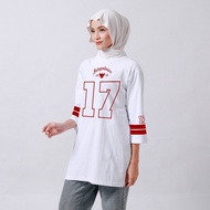 MERAH Independence Day Tunic 17 August T-Shirt Oversized Cotton Combed 24sWanita - Red and White Aug