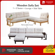 4 Seater L Shape Wooded Sofa Set (Removable Cover)